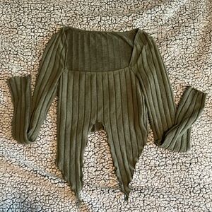 Green Cutout Crop Top